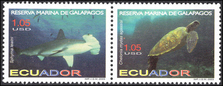 Ecuador 2003 Crosshatched Triggerfish and Moorish Idol unmounted mint.