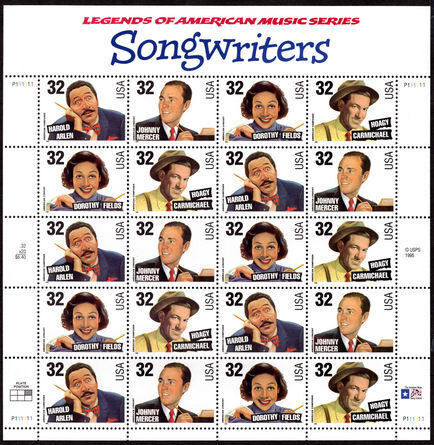 USA 1996 Song-writers sheetlet unmounted mint.