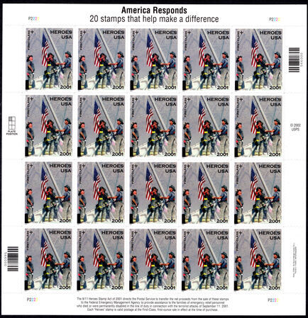 USA 2002 Heroes of America sheetlet unmounted mint.
