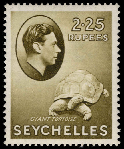 Seychelles 1938-49 2r25 olive tortoise chalky paper lightly mounted mint.