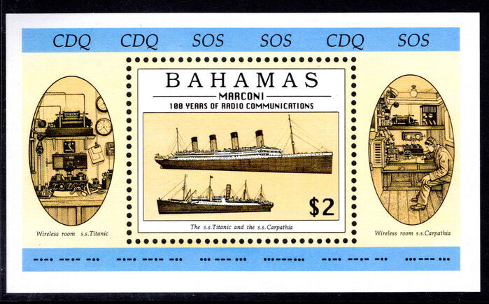 Bahamas 1996 Centenary of Radio souvenir sheet unmounted mint.