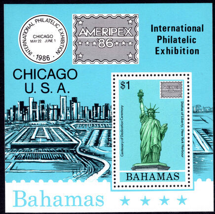 Bahamas 1986 Ameripex '86 International Stamp Exhibition souvenir sheet unmounted mint.