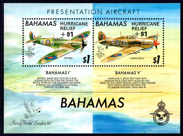 Bahamas 1992 Hurricane Relief souvenir sheet unmounted mint.