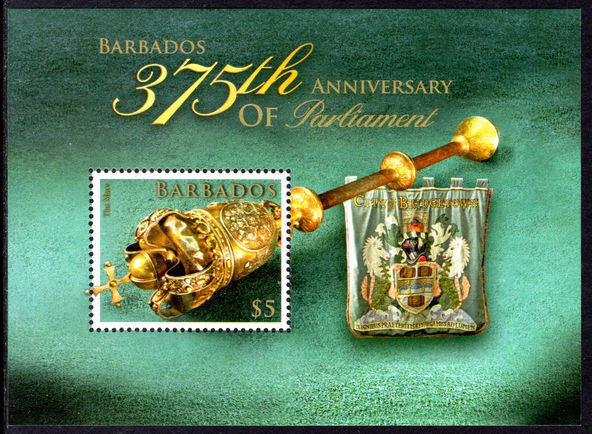 Barbados 2014 375th Anniversary of Parliament souvenir sheet unmounted mint.
