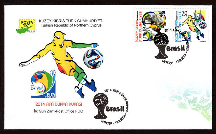 Turkish Cyprus 2014 World Cup Football first day cover.