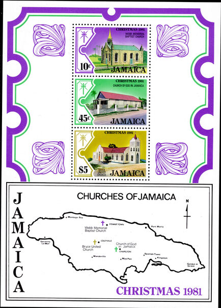 Jamaica 1981 Christmas. Churches (2nd series) souvenir sheet unmounted mint.