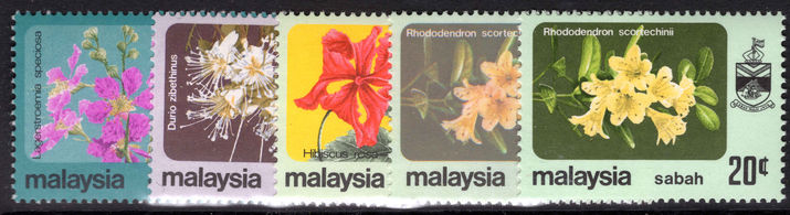 Sabah 1983-85 Flowers no watermark set unmounted mint.