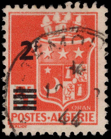 Algeria 1943 2f provisional fine used.