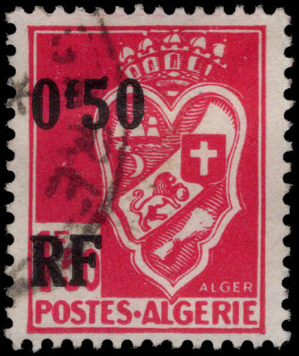 Algeria 1946 50c provisional fine used.
