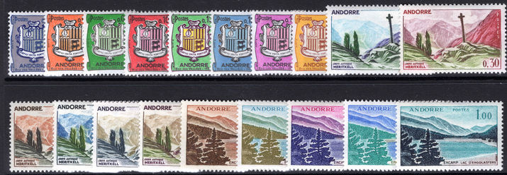 French Andorra 1961-82 Postage set lightly mounted mint.