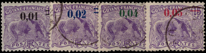 French Guiana 1922 surcharge set (0.01c mint) fine used.