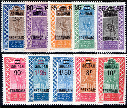 French Sudan 1922-27 Provisional set to 10fr fine lightly mounted mint.