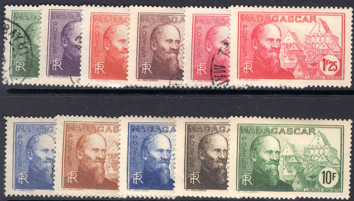 Madagascar 1938-40 Jean Laborde set mixed fine used and lightly hinged.