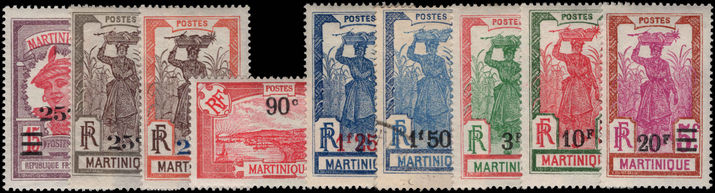 Martinique 1924-27 provisionals fine lightly mounted mint 1f50 fine used.