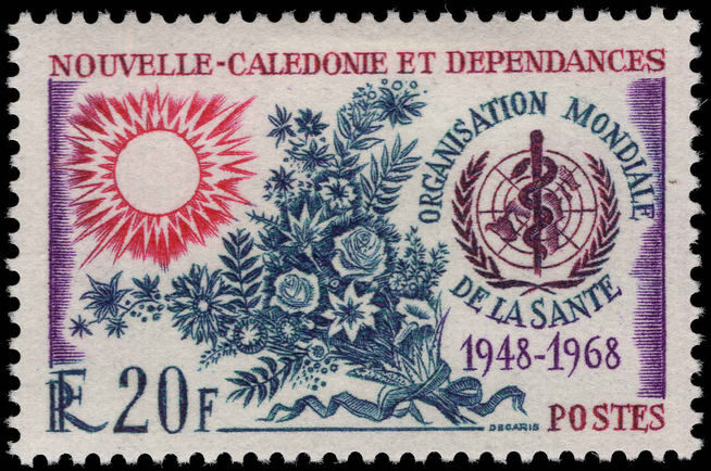 New Caledonia 1968 WHO fine lightly mounted mint.