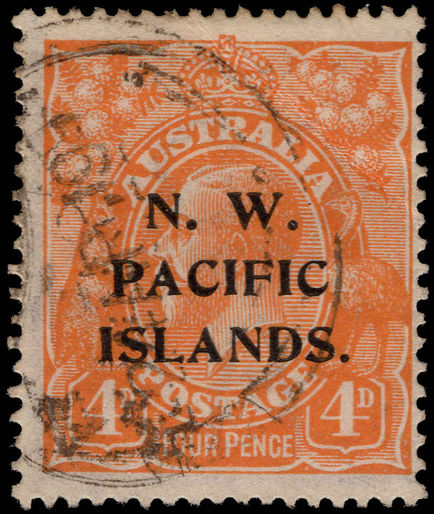 N W Pacific Islands 1918-22 4d yellow-orange fine used.