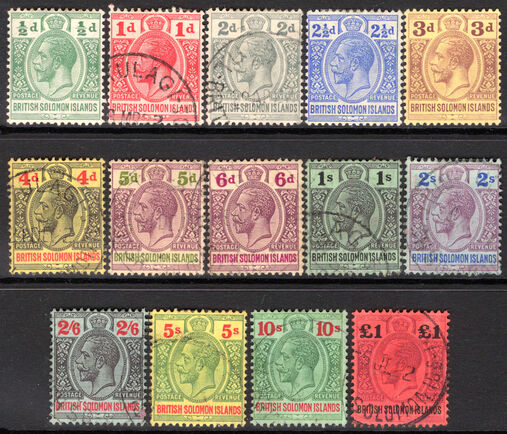 British Solomon Islands 1914-23 set to £1 fine used.