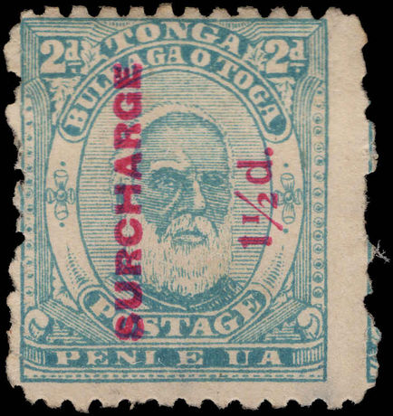 Tonga 1895 1½d on 2d pale blue unused without gum.