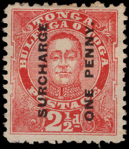 Tonga 1895 unissued 2½d with 1d surcharge unused without gum.