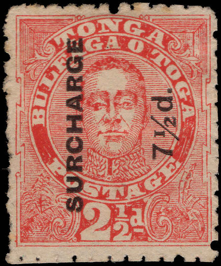 Tonga 1895 unissued 2½d with 7½d surcharge unused without gum.