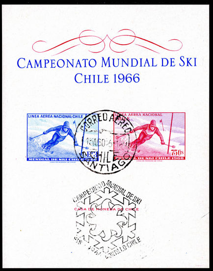 Chile 1966 Skiing souvenir sheet fine used.
