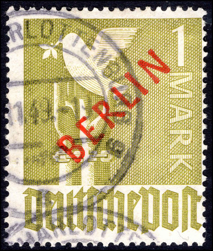 Berlin 1949 1m red overprint fine used.