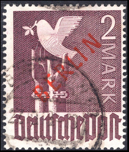 Berlin 1949 2m red overprint fine used.