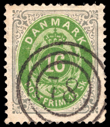 Denmark 1870-74 16sk light green and grey fine used.
