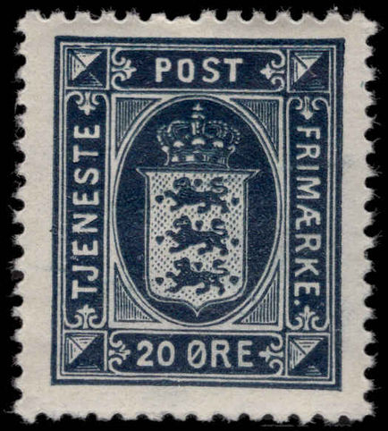 Denmark 1914-23 20ø  deep blue official lightly mounted mint.
