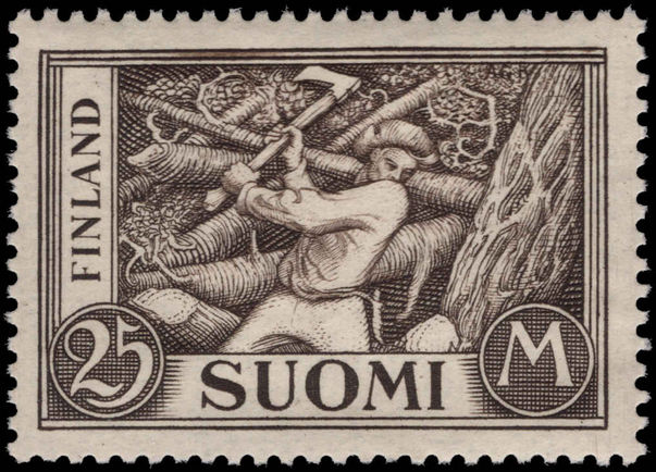 Finland 1930-41 25m Woodcutter lightly mounted mint.