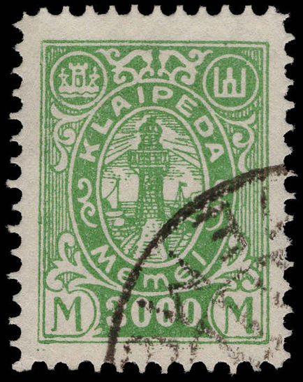 Lithuanian Occupation of Memel 1923 3000s green fine used.