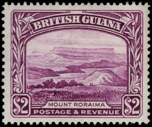 British Guiana 1938-52 $2 purple perf 14x13 unmounted mint.