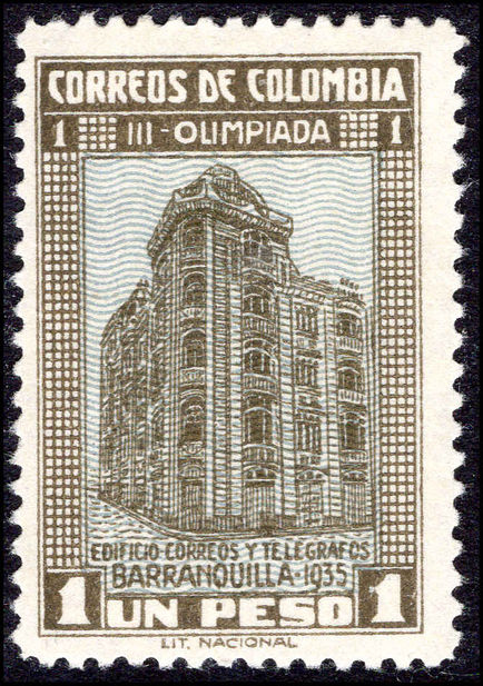 Colombia 1935 1p Olympiad fine lightly mounted mint.