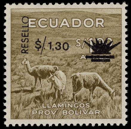 Ecuador 1968 1s30 provisional unmounted mint.
