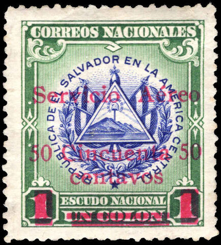 El Salvador 1929 1col air 1st printing mounted mint.