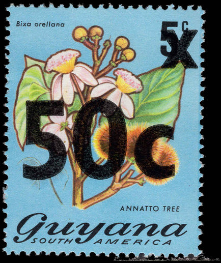 Guyana 1981 50c on 5c Annatto Tree unmounted mint.