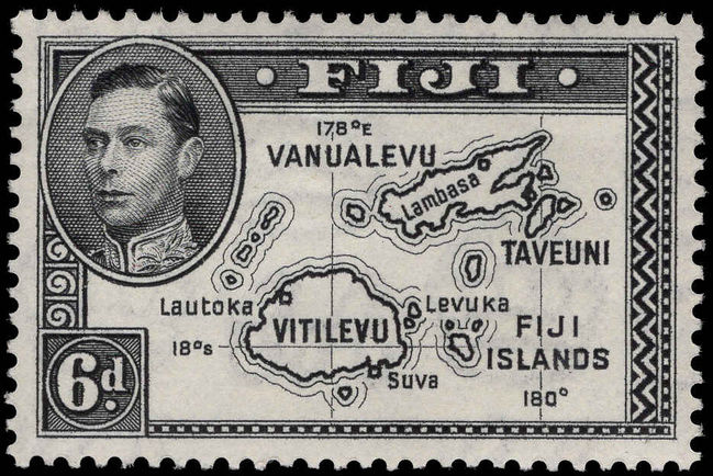 Fiji 1938-55 6d map die II lightly mounted mint.