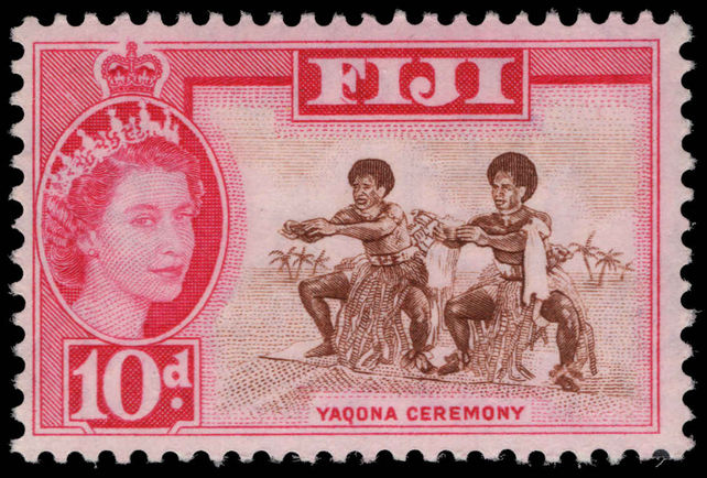 Fiji 1959-63 10d Yaqona script CA unmounted mint.