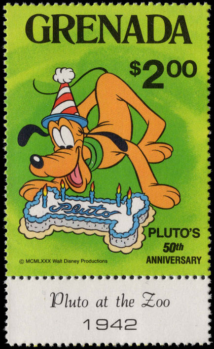 Grenada 1981 Pluto with Birthday Cake unmounted mint.
