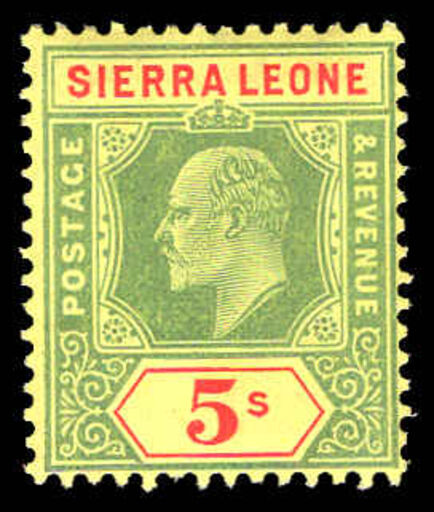Sierra Leone 1907-12 5s green and red on yellow mounted mint.