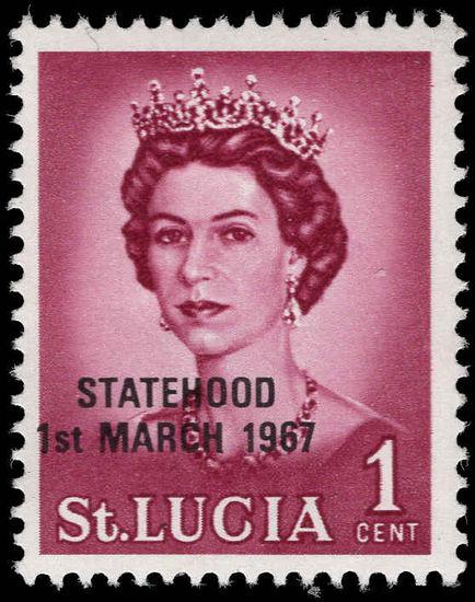 St Lucia 1967 1c black overprint unmounted mint.