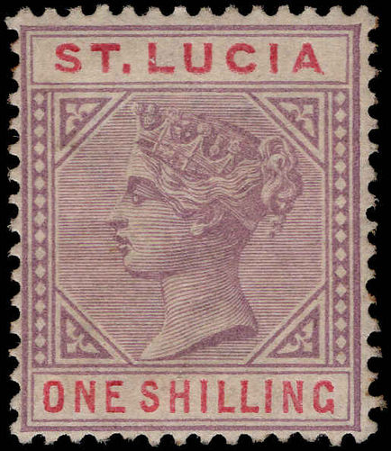 St Lucia 1886-87 1s dull mauve and red mint hinged heavily toned gum.