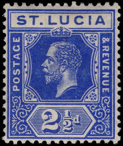 St Lucia 1912-21 2½d deep bright blue lightly mounted mint.