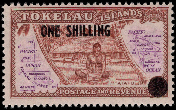 Tokelau 1956 1s provisional unmounted mint.
