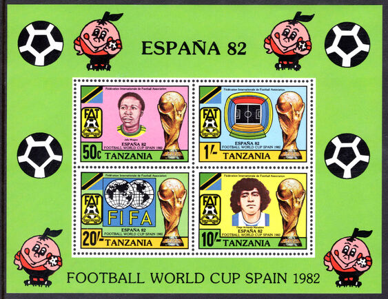 Tanzania 1982 World Cup Football souvenir sheet unmounted mint.