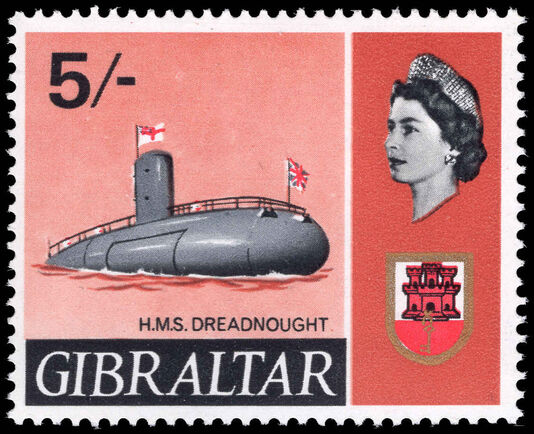 Gibraltar 1967-69 5s HMS Dreadnought unmounted mint.