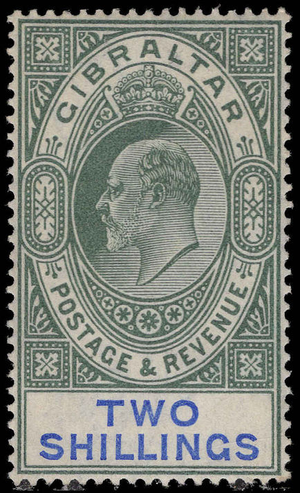 Gibraltar 1904-08 2s green and blue lightly mounted mint.