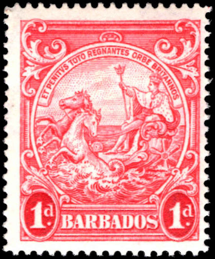 Barbados 1938-47 1d scarlet perf 14 unmounted mint.
