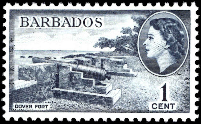 Barbados 1964-65 1c Dover Fort wmk 12 unmounted mint.