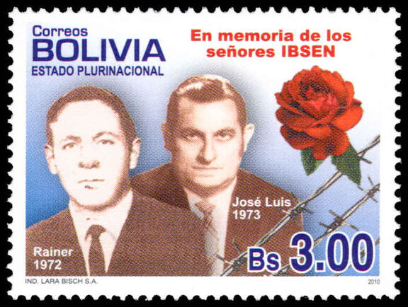 Bolivia 2010 Rainer Ibsen Cardenas and Jose Luis Ibsen Pena unmounted mint.